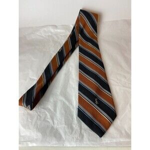 Yves Saint Laurent Mens Necktie Black Orange Striped Fashion Formal Accessory